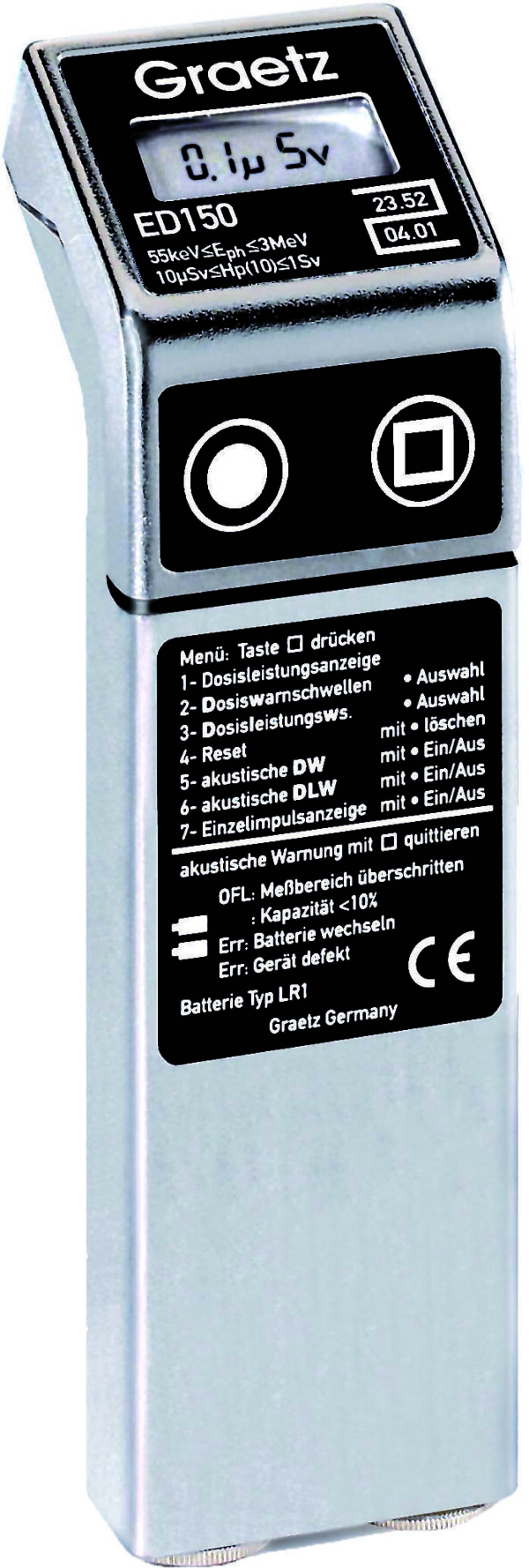 Elektronisches Dosimeter ED 150 eichfähig, mit Batterien, ohne Konformitätserklärung