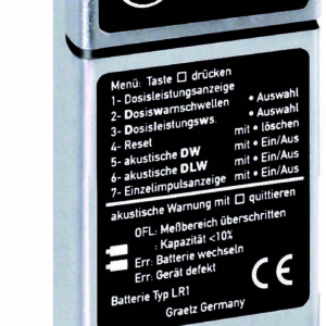 Electronic Dosimeter type ED 150  with battery and manufacturers calibration report.