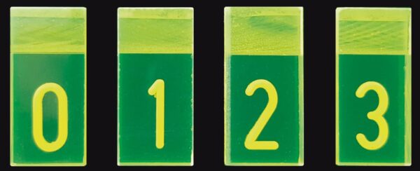 Schablonen,Plexiglas mit Einschnitt, 7,5 mm Schrifthöhe, Satz 0 bis 9
